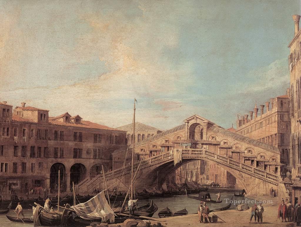 Grand Canal The Rialto Bridge From The South Canaletto Venice Oil Paintings